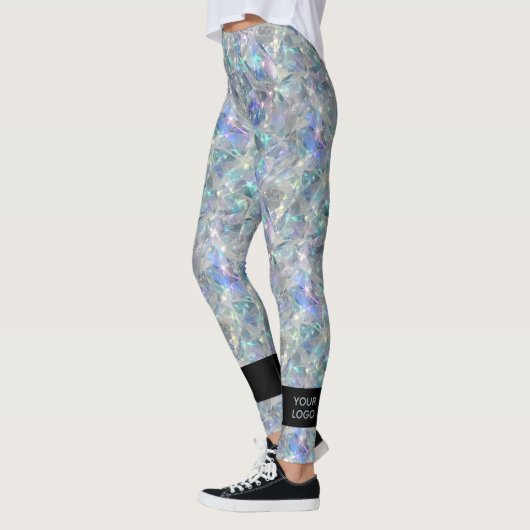 Holografischer Opal Stone Hintergrund Leggings (Links)