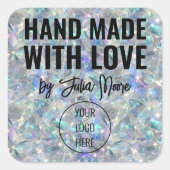 Holografischer Opal Stone Hintergrund Quadratischer Aufkleber (Vorderseite)