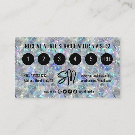 Holografischer Opal Stone Hintergrund Treuekarte (Rückseite)