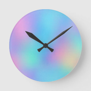 Holografischer Pastelltraum Runde Wanduhr