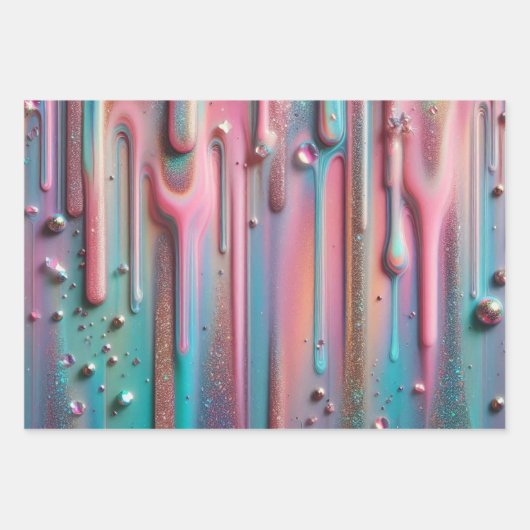 Holografischer Perlescent-Tropfen Geschenkpapier Set (Vorderseite 3)