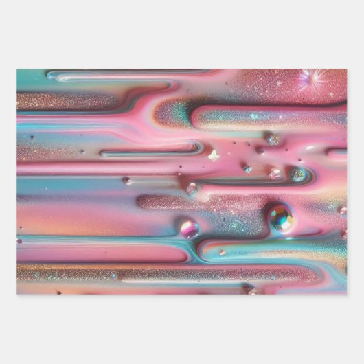 Holografischer Perlescent-Tropfen Geschenkpapier Set (Vorderseite 2)