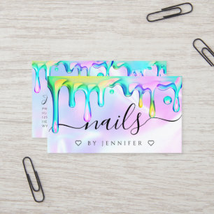 Holografischer Polish-Drips-Nägel Künstler-QR-Code Visitenkarte