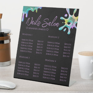 Holografischer Polish Splash Drip Nägel Schwarz Sockelschild