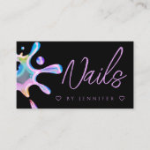 Holografischer Polnischer Splash Tropfen Nails QR Visitenkarte (Vorderseite)