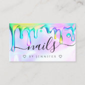 Holografischer Polnischer Tropfen Nails Artist QR Visitenkarte (Vorderseite)