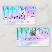 Holografischer polnischer Tropfen Nails QR-Code Telefonnummerkarte (Vorne/Hinten)