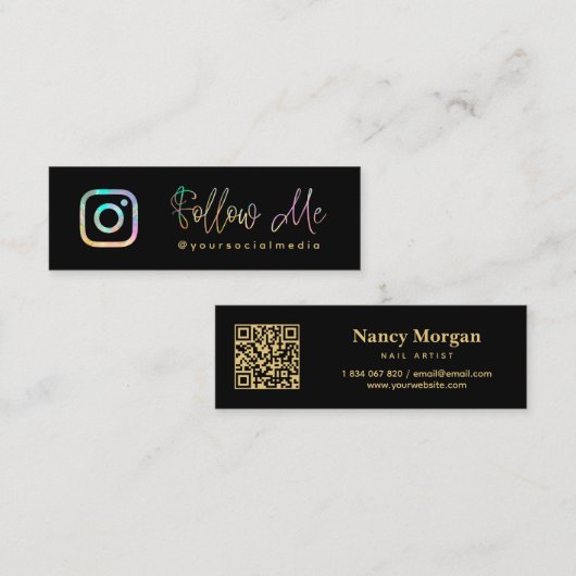 Holografischer QR-Code Mini Visitenkarte (Vorne/Hinten)