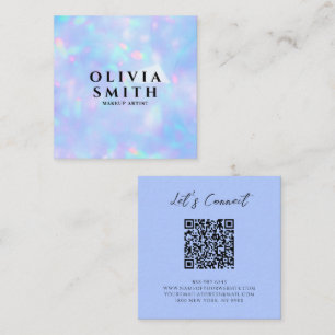 Holografischer QR-Code Rainbow Beauty Salon Glitze Quadratische Visitenkarte