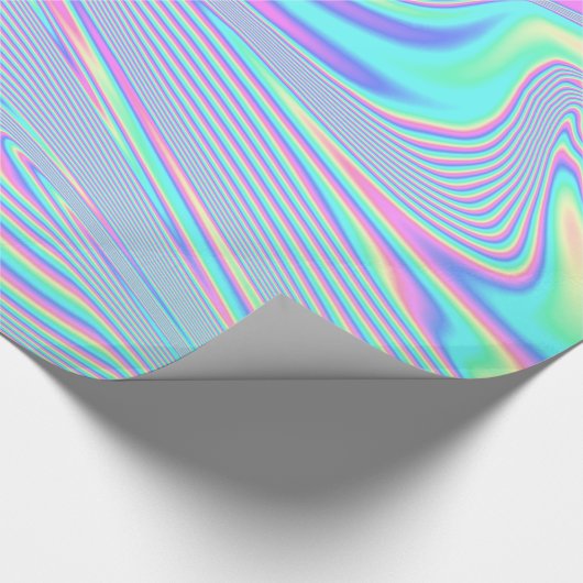 HOLOGRAFISCHER RAINBOW FARBFARBIG UNICORPASTEL GESCHENKPAPIER (Ecke)