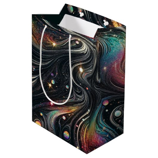 Holografischer Rainbow-Glitzer 70er Galactic Creat Mittlere Geschenktüte (Rückseite Schrägansicht)