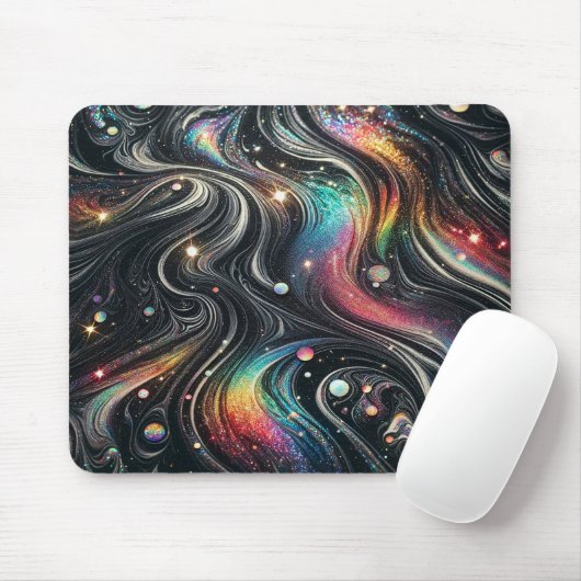 Holografischer Rainbow-Glitzer 70er Galactic Creat Mousepad (Mit Mouse)
