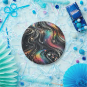 Holografischer Rainbow-Glitzer 70er Galactic Creat Pappteller (Party)