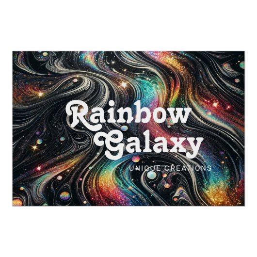 Holografischer Rainbow-Glitzer 70er Galactic Creat Poster (Vorderseite)