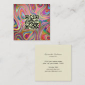 Holografischer Rainbow Green Pink QR Code Östhetik Quadratische Visitenkarte (Vorne/Hinten)