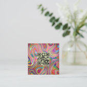 Holografischer Rainbow Green Pink QR Code Östhetik Quadratische Visitenkarte (Stehend Vorderseite)