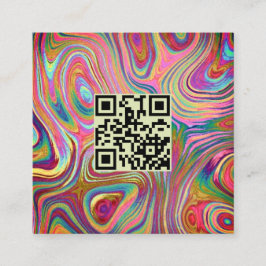 Holografischer Rainbow Green Pink QR Code Östhetik Quadratische Visitenkarte