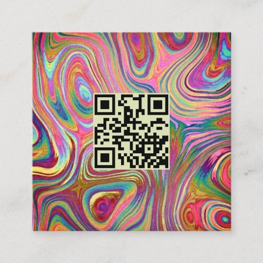 Holografischer Rainbow Green Pink QR Code Östhetik Quadratische Visitenkarte (Vorderseite)