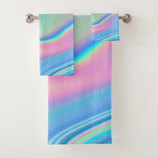 Holografischer Regenbogen Abstrakt Badhandtuch Set (Insitu)