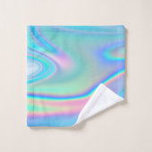 Holografischer Regenbogen Abstrakt Badhandtuch Set (Waschlappen)