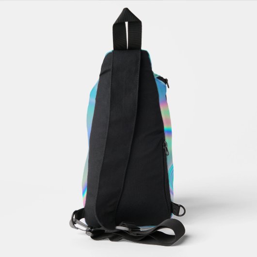 Holografischer Regenbogen Abstrakt Crossbody Bag (Rückseite)