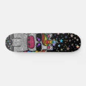 Holografischer Regenbogen Einhorn Funkelnd Sterne Skateboard (Horizontal)