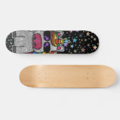 Holografischer Regenbogen Einhorn Funkelnd Sterne  Skateboard (Horizontal)