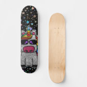 Holografischer Regenbogen Einhorn Funkelnd Sterne Skateboard (Vorderseite)