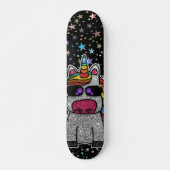 Holografischer Regenbogen Einhorn Funkelnd Sterne  Skateboard (Vorne)