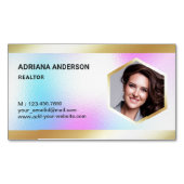Holografischer Regenbogen Gold Real Anwesen Foto R Magnetische Visitenkarte (Vorderseite)