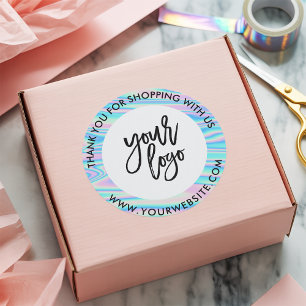 Holografischer Regenbogen individuell Logo Name we Runder Aufkleber