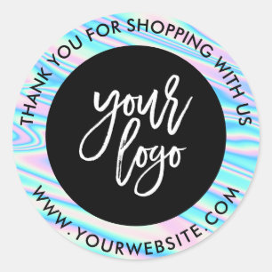 Holografischer Regenbogen individuelles Logo schwa Runder Aufkleber