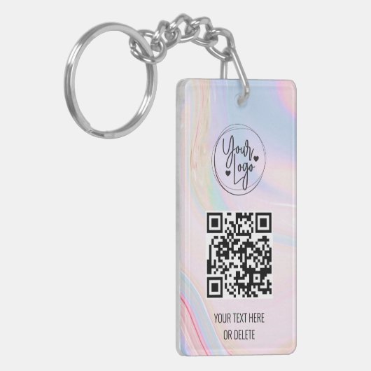 Holografischer Regenbogen-QR-Code Schlüsselanhänger (Vorderseite links)