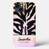 Holografischer Regenbogen Zebra Print Personalisie Case-Mate iPhone Hülle (Rückseite)