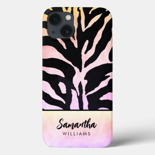 Holografischer Regenbogen Zebra Print Personalisie Case-Mate iPhone Hülle (Rückseite)