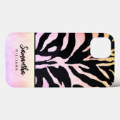 Holografischer Regenbogen Zebra Print Personalisie Case-Mate iPhone Hülle (Rückseite (Horizontal))