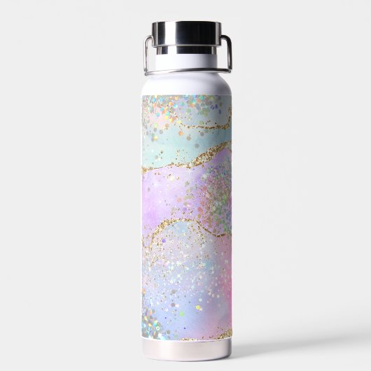 Holografischer Rosa Glitzer Effekt Unicorn Meerjun Trinkflasche (Rückseite)