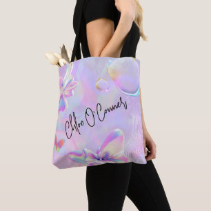Holografischer Rosa Lila Glitter-Name Tasche