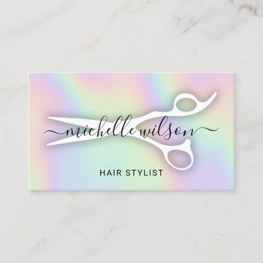Holografischer Scissenhair Stylist Beauty Salon Visitenkarte (Vorderseite)