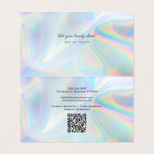 Holografischer Script-Manager-Iridescent QR-Code Visitenkarten (Innenseite Aufgefaltet)