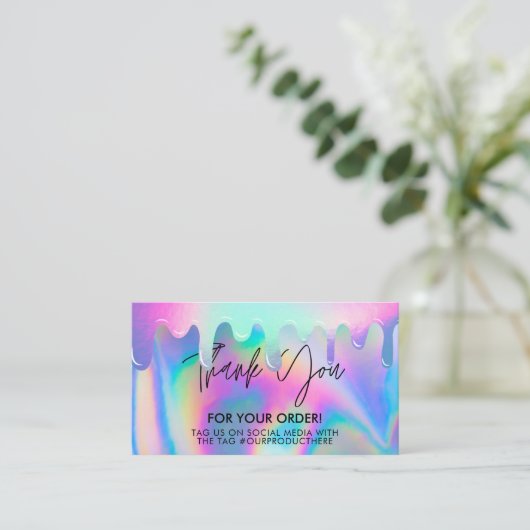 Holografischer Tropfen Vielen Dank Trendy Salon Bu Visitenkarte (Stehend Vorderseite)