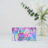 Holografischer Tropfen Vielen Dank Trendy Salon Visitenkarte (Stehend Vorderseite)