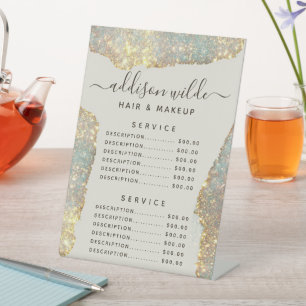 Holografischer Unterschrift-Schrift-Glitter-Servic Sockelschild