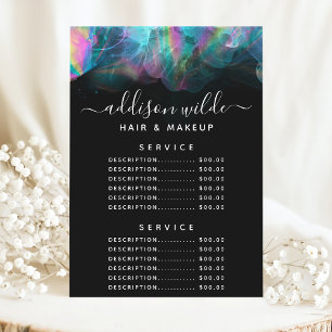 Holografisches Alkohol-Tinte-Service-Preismenu Menükarte
