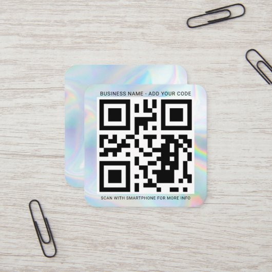 Holografisches benutzerdefiniertes Logo und QR-Cod Quadratische Visitenkarte (Vorderseite/Rückseite Beispiel)