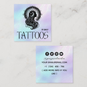 Holografisches Celestial-Tattoo-Studio Quadratische Visitenkarte