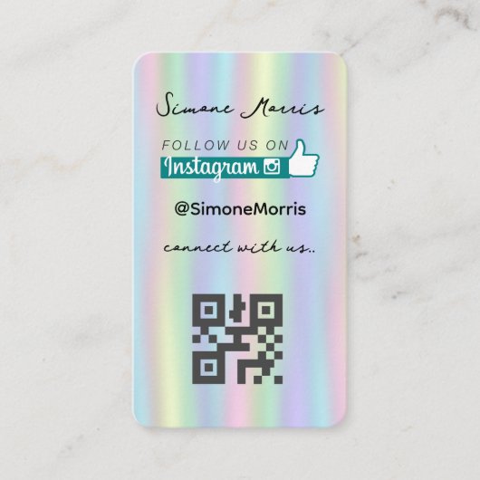 Holografisches Design - Social Media QR Code Busin Visitenkarte (Vorderseite)