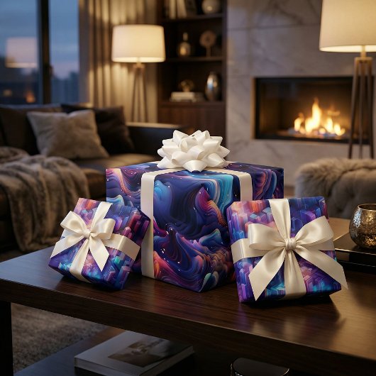 Holografisches Dreamscape: 3D-Iridescent-Design Geschenkpapier Set