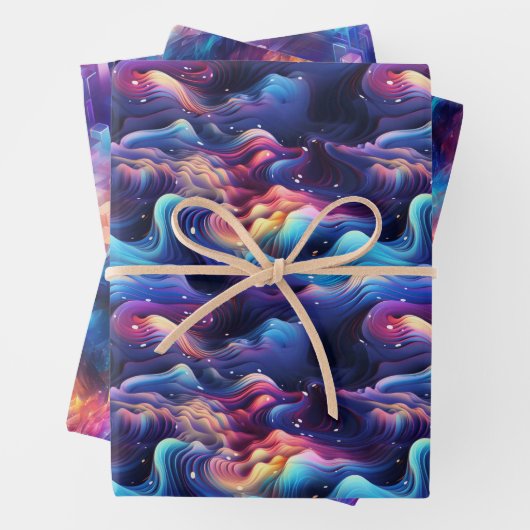 Holografisches Dreamscape: 3D-Iridescent-Design Geschenkpapier Set (Beispiel)