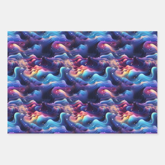 Holografisches Dreamscape: 3D-Iridescent-Design Geschenkpapier Set (Vorderseite)